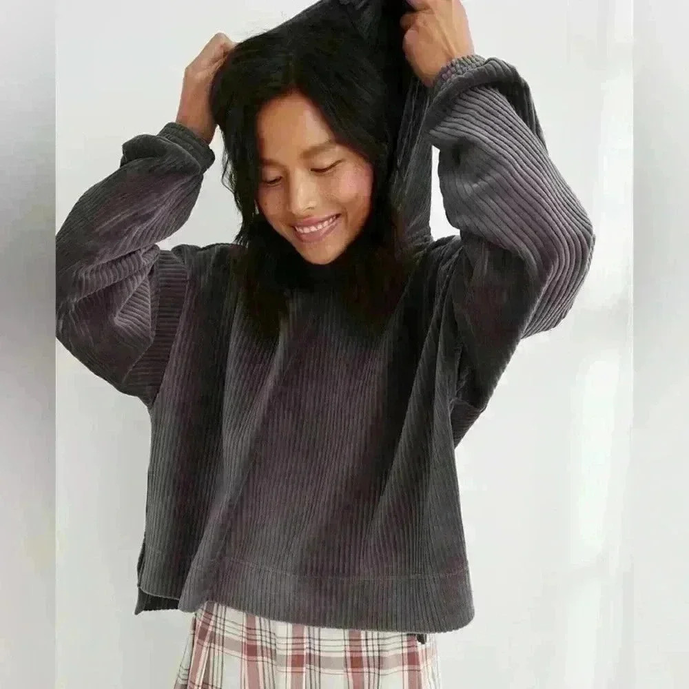 AERIE Groove-On Velour Hoodie Sweater - Picture 9 of 11